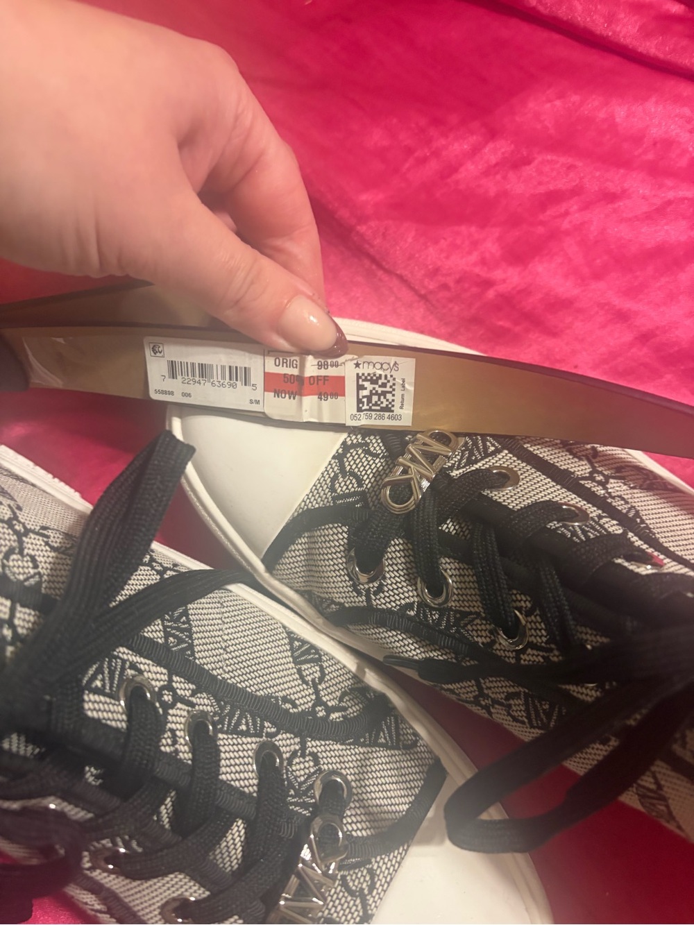 New Michael Kors High-Top Canvas Sneakers in Black and Cream - with matching bag - Picture 6 of 10